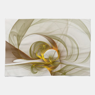 Modern Abstract Precious Metal Colours Fractal Tea Towel