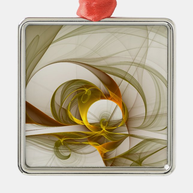 Modern Abstract Precious Metal Colours Fractal Tree Decoration (Front)