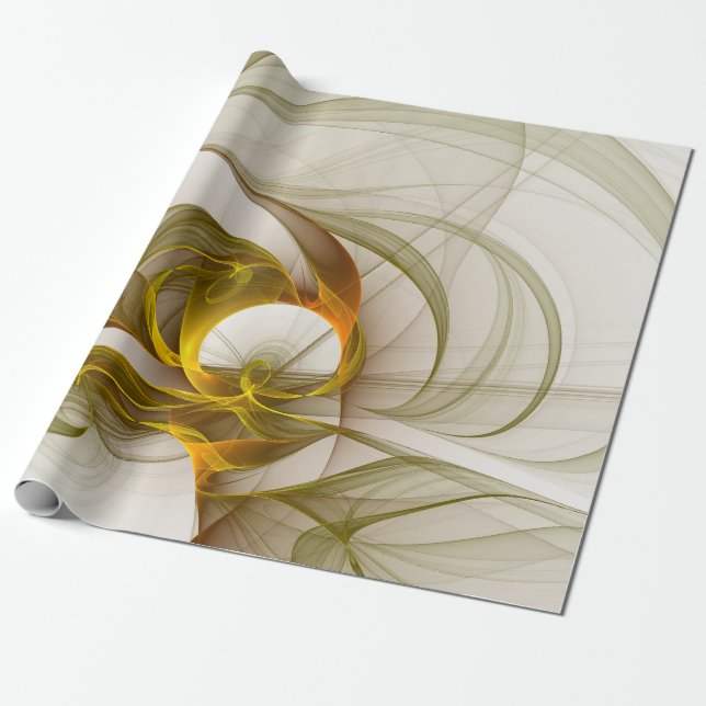 Modern Abstract Precious Metal Colours Fractal Wrapping Paper (Unrolled)