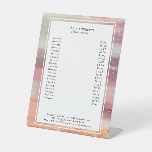 Modern Abstract Price List Pedestal Sign (Front)