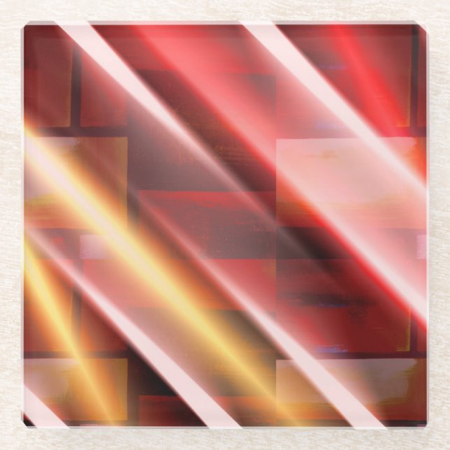 Modern Abstract Print Art Decor Digital Art Glass Coaster (Front)