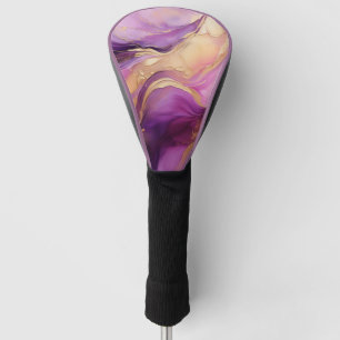 Modern Abstract Purple and Gold Golf Head Cover