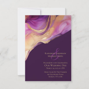 Modern Abstract Purple and Gold Invitation