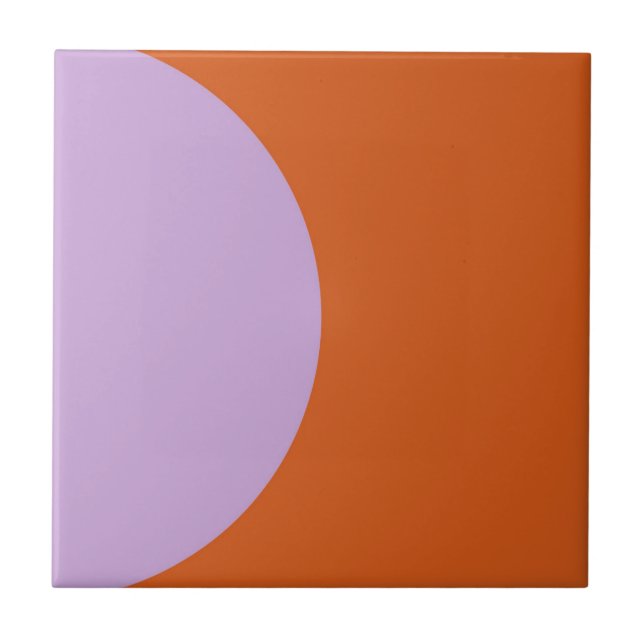 Modern Abstract Purple and Orange Geometric Circle Tile (Front)