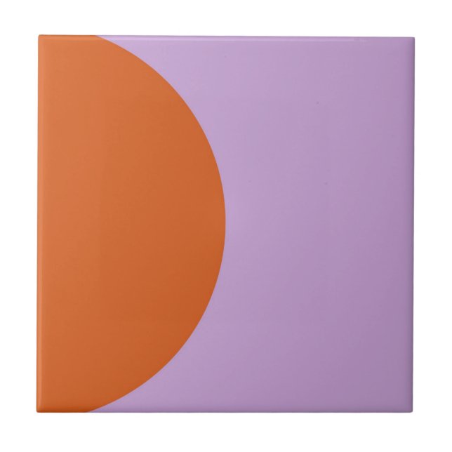 Modern Abstract Purple and Orange Geometric Circle Tile (Front)