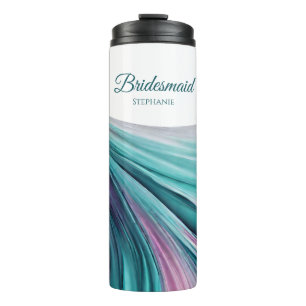 Modern Abstract-Purple and Teal-Bridesmaid- Thermal Tumbler
