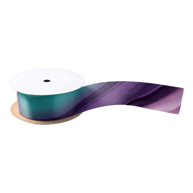 Modern Abstract-Purple and Teal- Satin Ribbon (Spool)