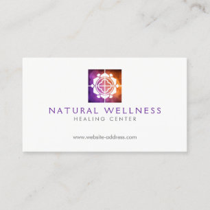 Modern Abstract Purple Floral Logo Wellness Business Card