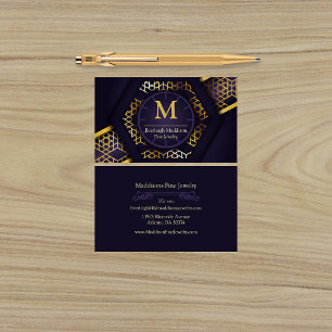 Modern Abstract Purple Gold Business Card