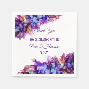 Modern Abstract Purple Haze Alcohol Ink  Wedding  Napkin