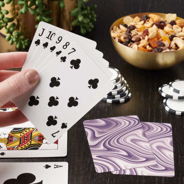 Modern Abstract Purple Liquid Marble Playing Cards (In Situ)