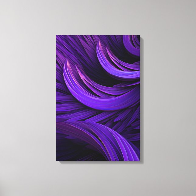 Modern Abstract Purple Swirls Contemporary Art Canvas Print (Front)