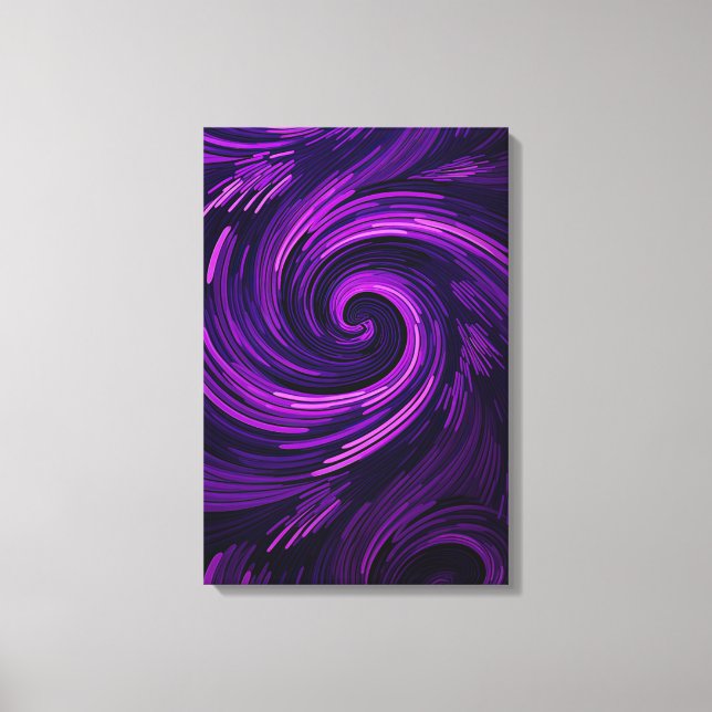 Modern Abstract Purple Swirls Contemporary Art Canvas Print (Front)