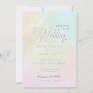 Modern Abstract Rainbow Pastel Wedding Invitation