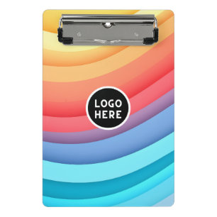 Modern Abstract Rainbow Waves with your Logo Mini Clipboard