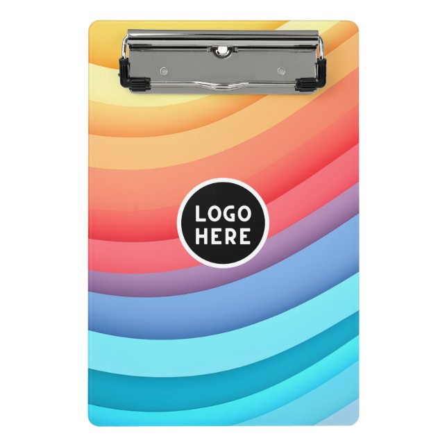 Modern Abstract Rainbow Waves with your Logo  Mini Clipboard (Front)