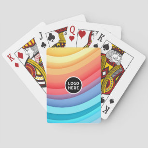 Modern Abstract Rainbow Waves with your Logo Playing Cards