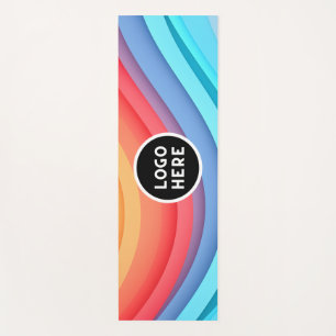 Modern Abstract Rainbow Waves with your Logo Yoga Mat
