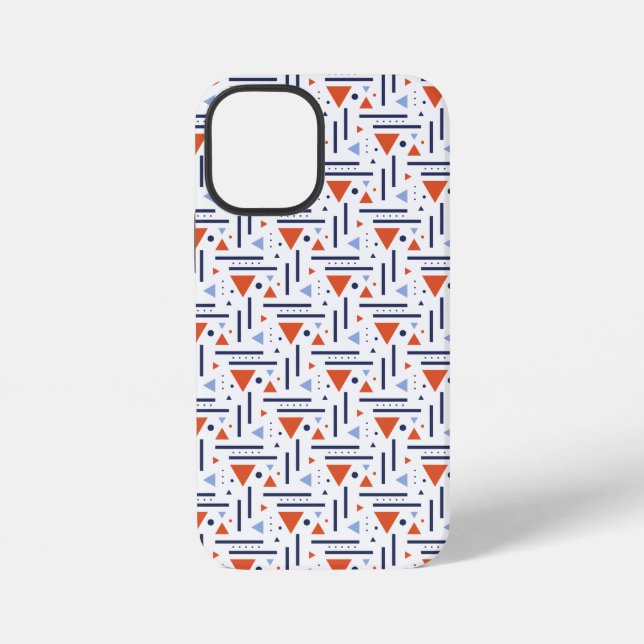 Modern Abstract Red and Blue Geometric Pattern iPhone Case (Back)