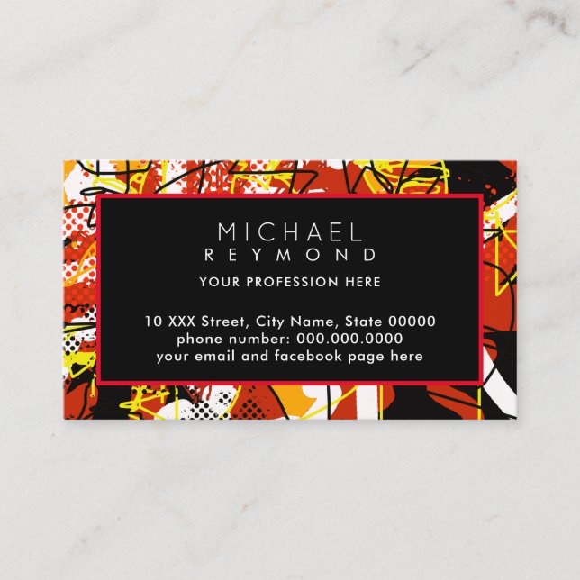 Modern Abstract Red Black Background Business Card (Front)
