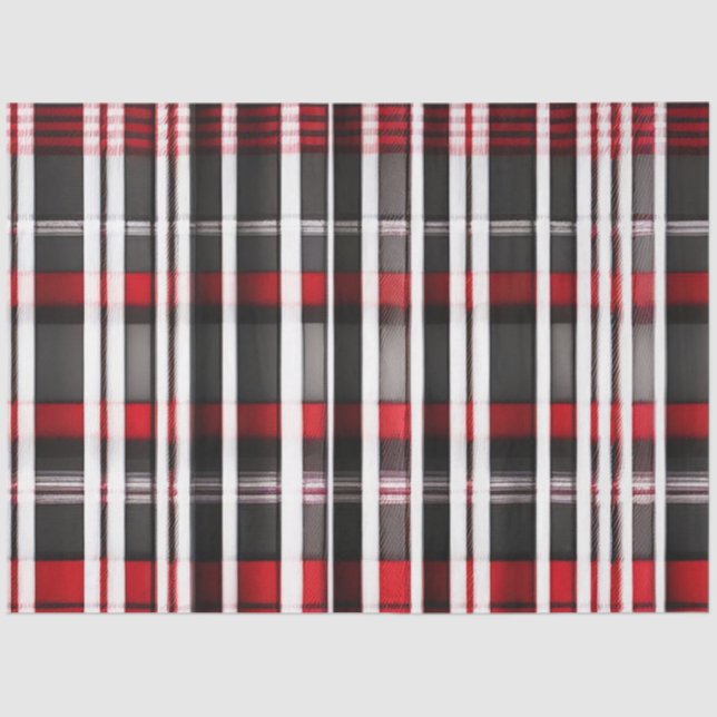 Modern Abstract Red Black Plaid Collection Tissue Paper (Front)