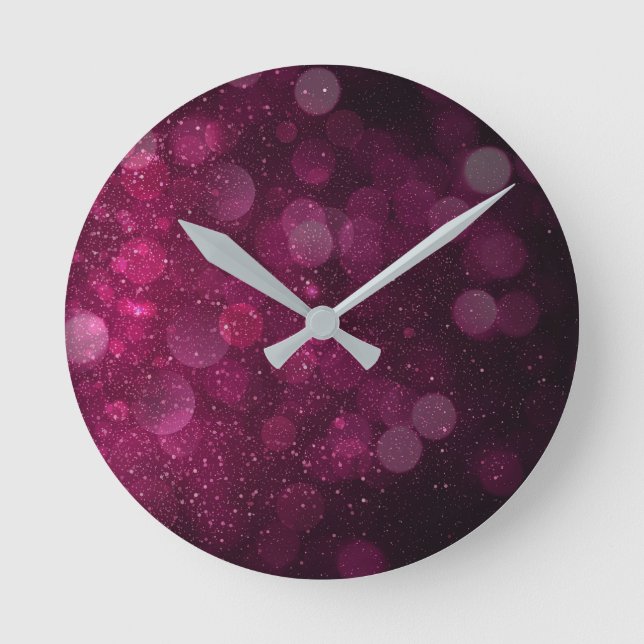 Modern Abstract Red Plum Color Round Clock (Front)
