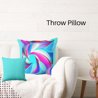 Modern Abstract red, royal and aqua blue, pink Cushion