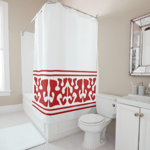 Modern Abstract red shape art Shower Curtain