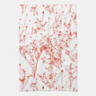 Modern Abstract Red Toile Wildflowers on White