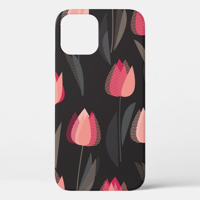 Modern abstract red tulip flowers seamless pattern Case-Mate iPhone case (Back)