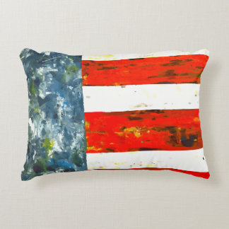 Modern Abstract Red, White and Blue Flag-like  Decorative Cushion