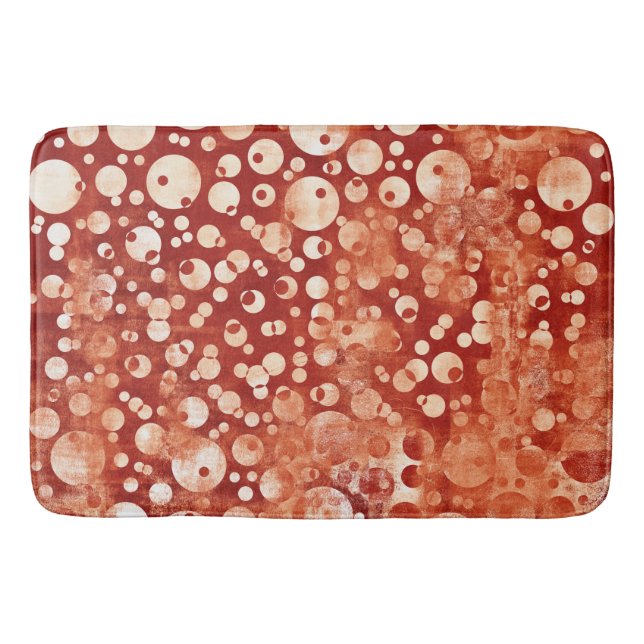 Modern Abstract Red White Bubles patterned Bath Mat (Front)