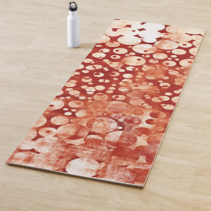 Modern Abstract Red White Bubles patterned Yoga Mat