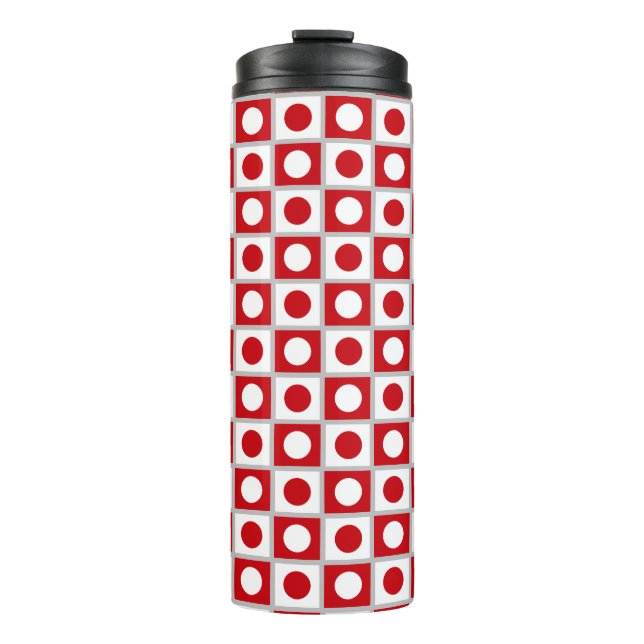 Modern Abstract Red & White Thermal Tumbler (Front)