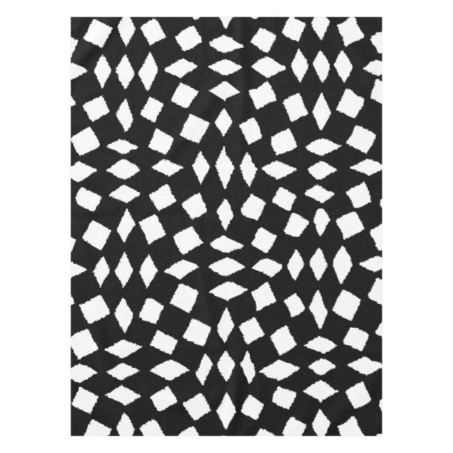 Modern Abstract Retro Black White Chequered Patter Tablecloth (Front)