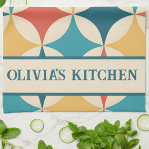 Modern Abstract Retro Colourful Trendy Tea Towel