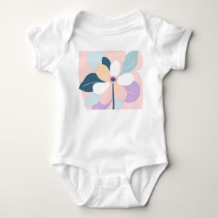 Modern Abstract Retro Pastel Floral Baby Bodysuit