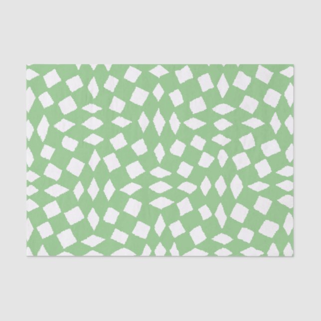 Modern Abstract Retro Sage Chequered Pattern Tissue Paper (Front)