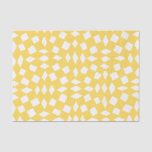 Modern Abstract Retro Yellow Chequered Pattern Tissue Paper