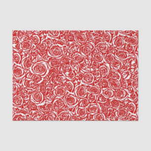 Modern Abstract Rose Pattern, Dark Red and White Tissue Paper