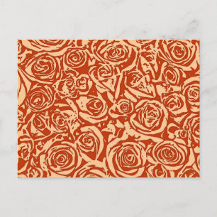 Modern Abstract Rose Pattern, Mandarin Orange Postcard