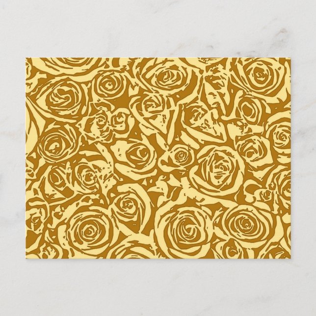 Modern Abstract Rose Pattern, Mustard Yellow Postcard (Front)