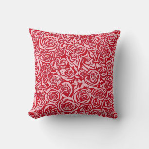 Modern Abstract Rose Pattern, Rose Red and Pink Cushion