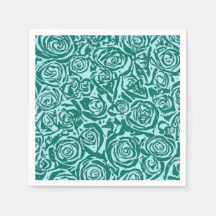 Modern Abstract Rose Pattern, Teal and Aqua Napkin