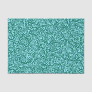 Modern Abstract Rose Pattern, Teal and Aqua Tissue Paper