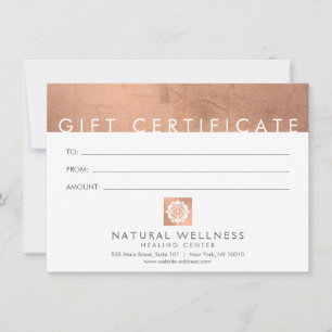 Modern Abstract RoseGold Wellness Gift Certificate