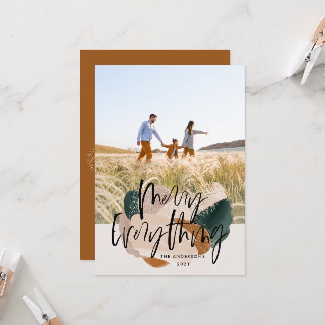 Modern abstract rust 1 photo Christmas holiday Ann Invitation (Front/Back In Situ)