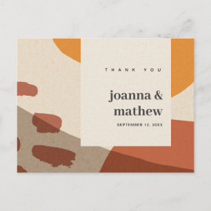 MODERN ABSTRACT RUST ARTISTIC WEDDING THANK YOU POSTCARD