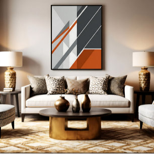 Modern Abstract Rust Orange Grey Canvas Print