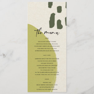 MODERN ABSTRACT RUSTIC LIME GREEN KRAFT WEDDING MENU